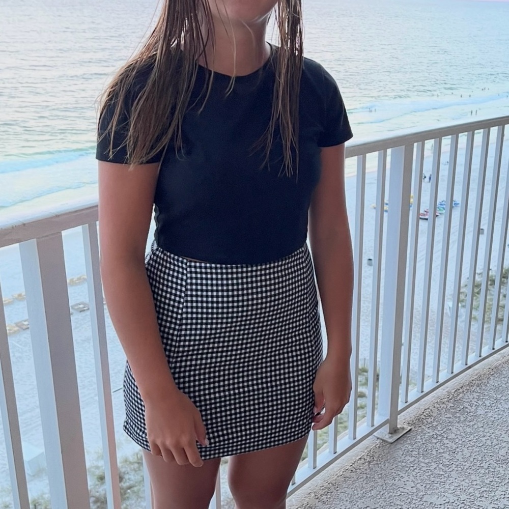 Eyeshadow Juniors Girl Classic Black and White Checkered Mini Skirt Size 3